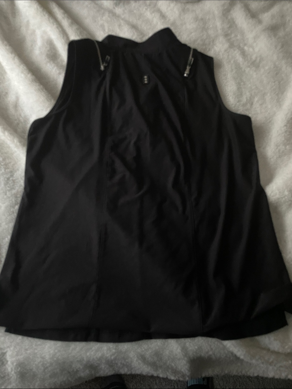 jamie sadock Black Sleeveless Polo Tank with Zip Accents